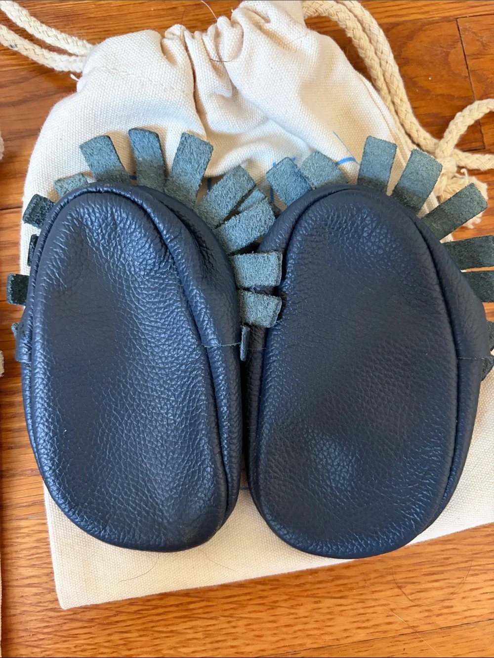 BirdRockBaby Metallic Gold & Navy Fringe Baby Moccasins Set